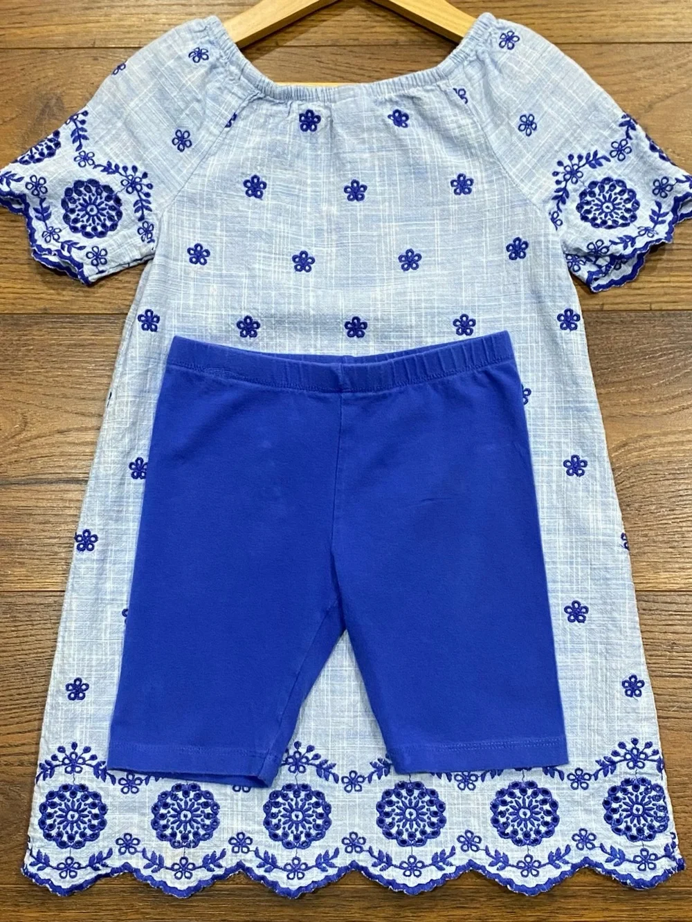 Gymboree Girls ‘Bon Voyage’ Blue Eyelet Dress, Shoes and Modesty Shorts Size 6